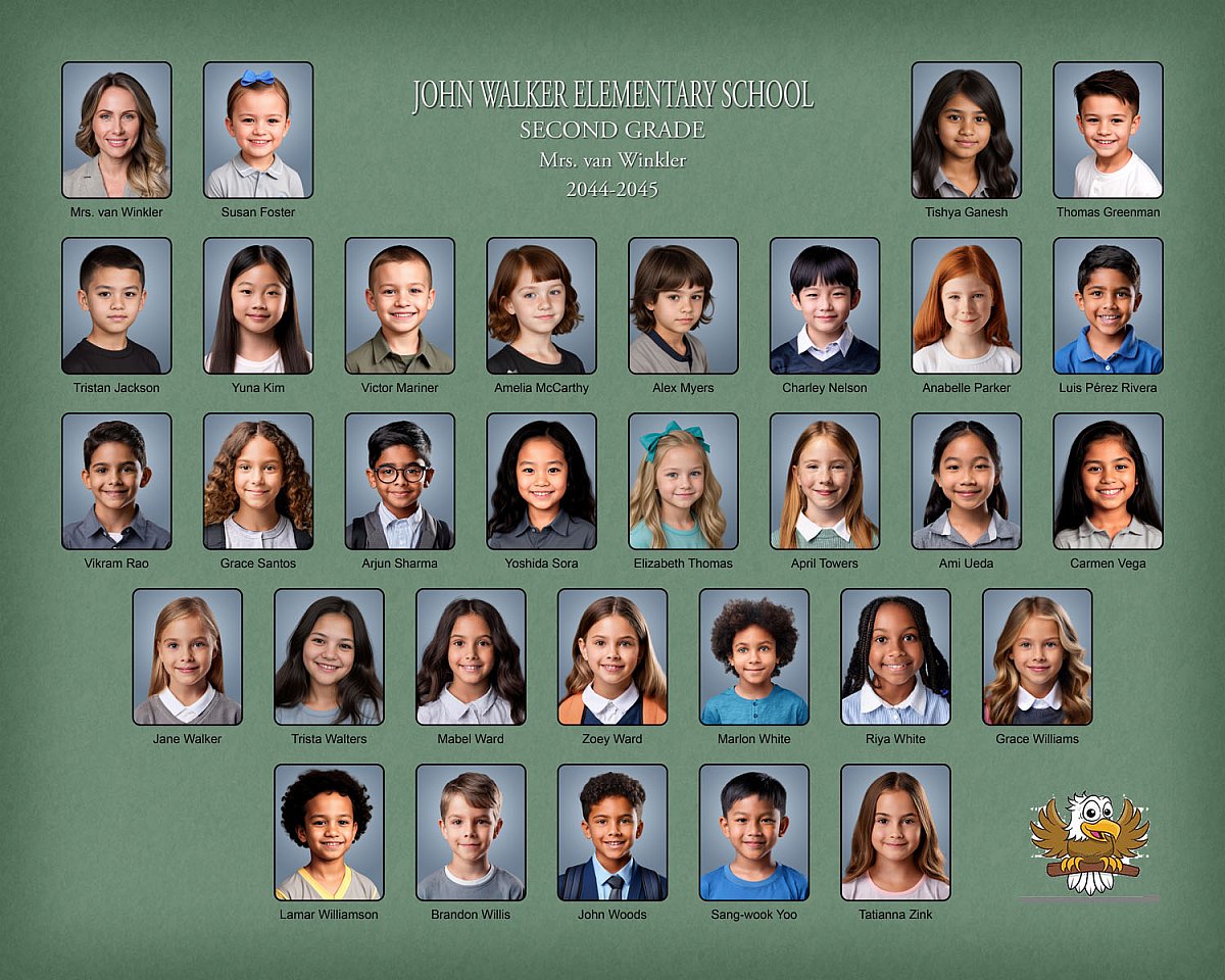 2nd Grade Lt Green background school composite